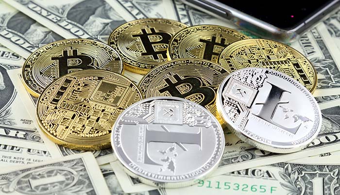  Litecoin, USD dollarit ja Bitcoin